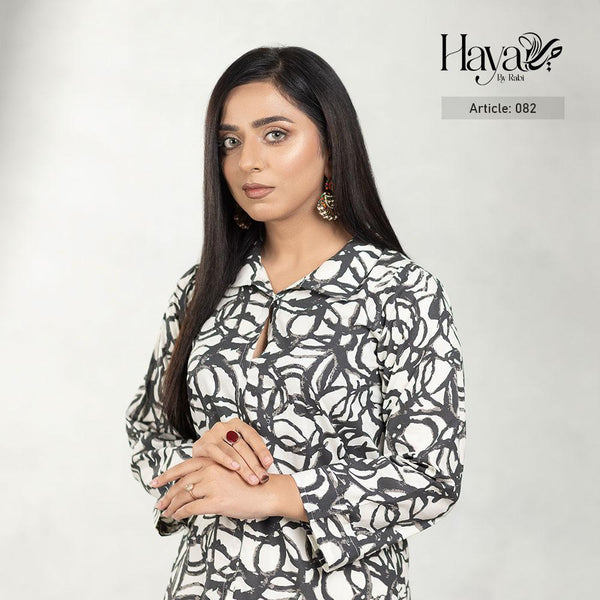 Black White Abstract Lining Kurti