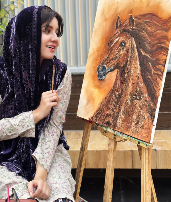 Horse Brush Stroke Painting by Rabi Pirzada